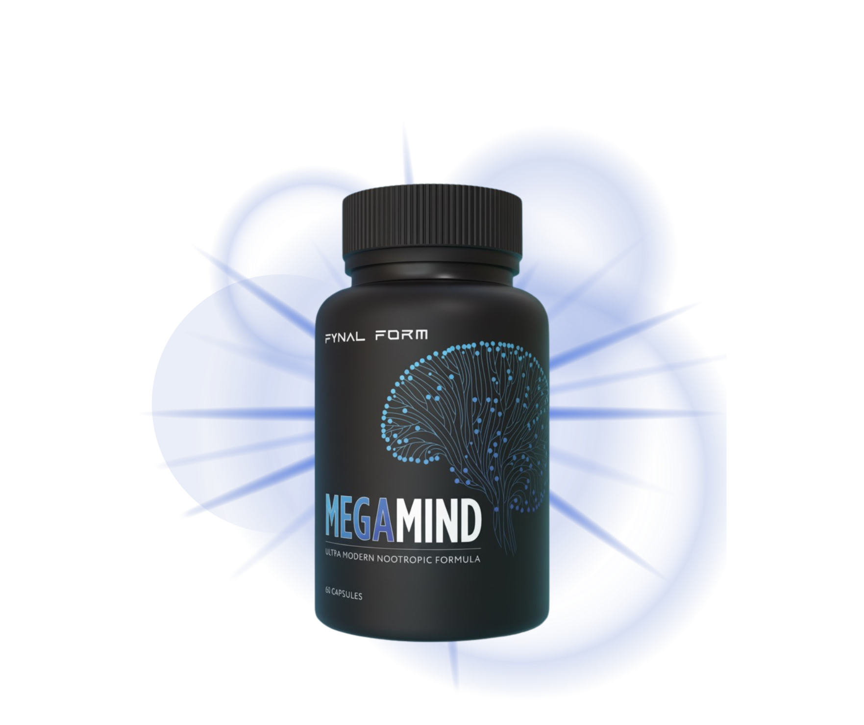 MegaMind brain performance supplement packaging on clean background