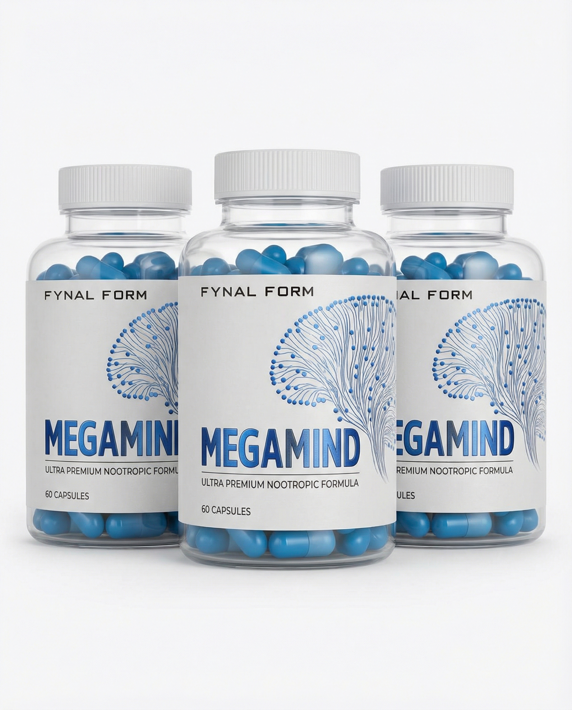 Multiple Megamind nootropic supplement bottles